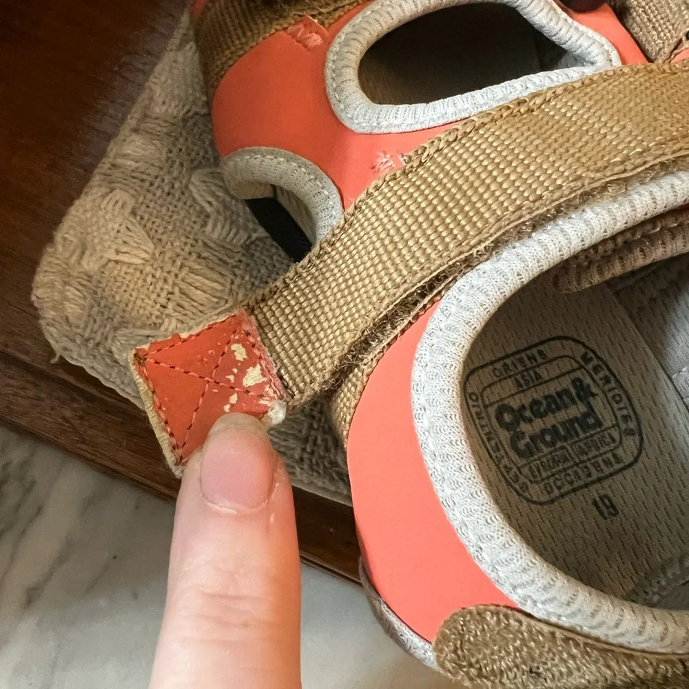 OCEAN & GROUND Classic Outdoor Rugged Sandals Orange Grey Tan Kid's Size‎ 12
